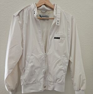 Vintage 90s Members Only Men's White Size Small Zip Bomber Windbreaker Jacket